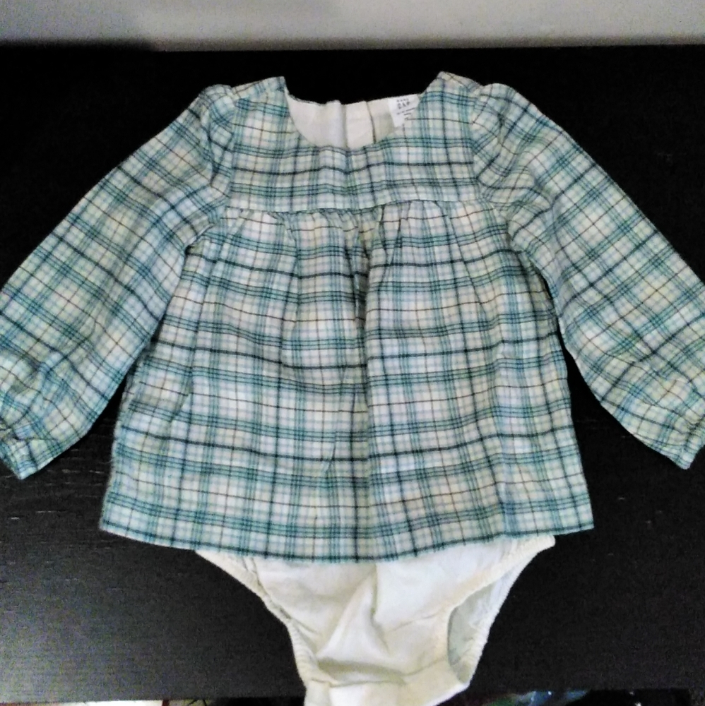 Baby Gap Island Blue Plaid Stripe Cotton Lightweight Dress 12-18 months